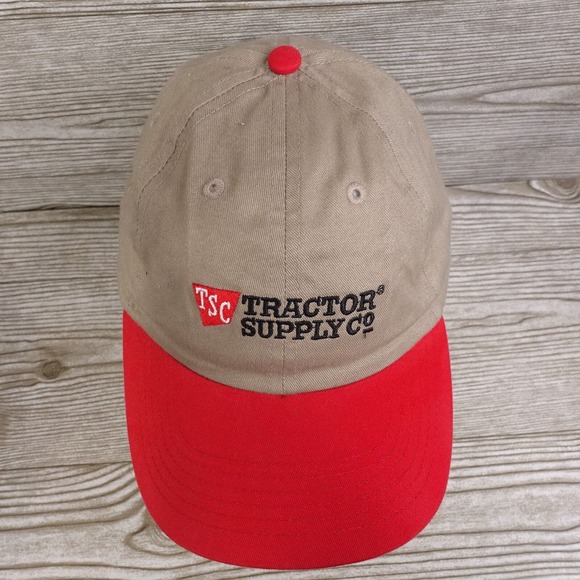 TRACTOR SUPPLY CO TSC TAN ,RED ADJUSTABLE BASEBALL HAT CAP NEW! - Picture 2 of 8
